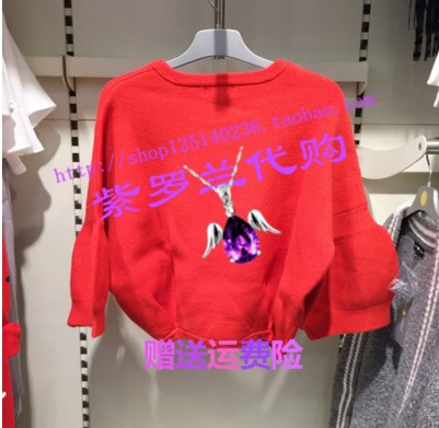 爆款cachecache2016秋新款欧美七分泡泡袖针织衫女450900